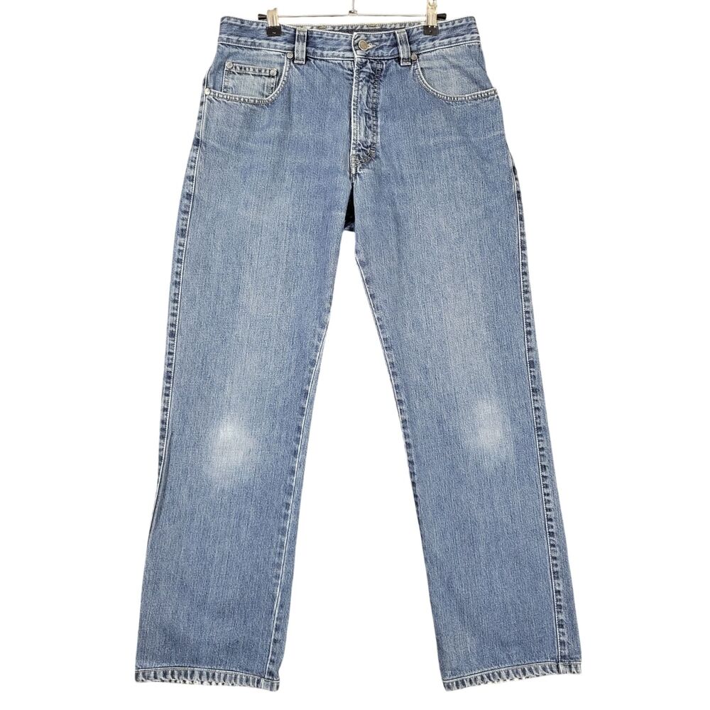 ERMENEGILDO ZEGNA Mid Rise Straight Leg Cotton Denim Blue Jeans SIZE 32 31x29